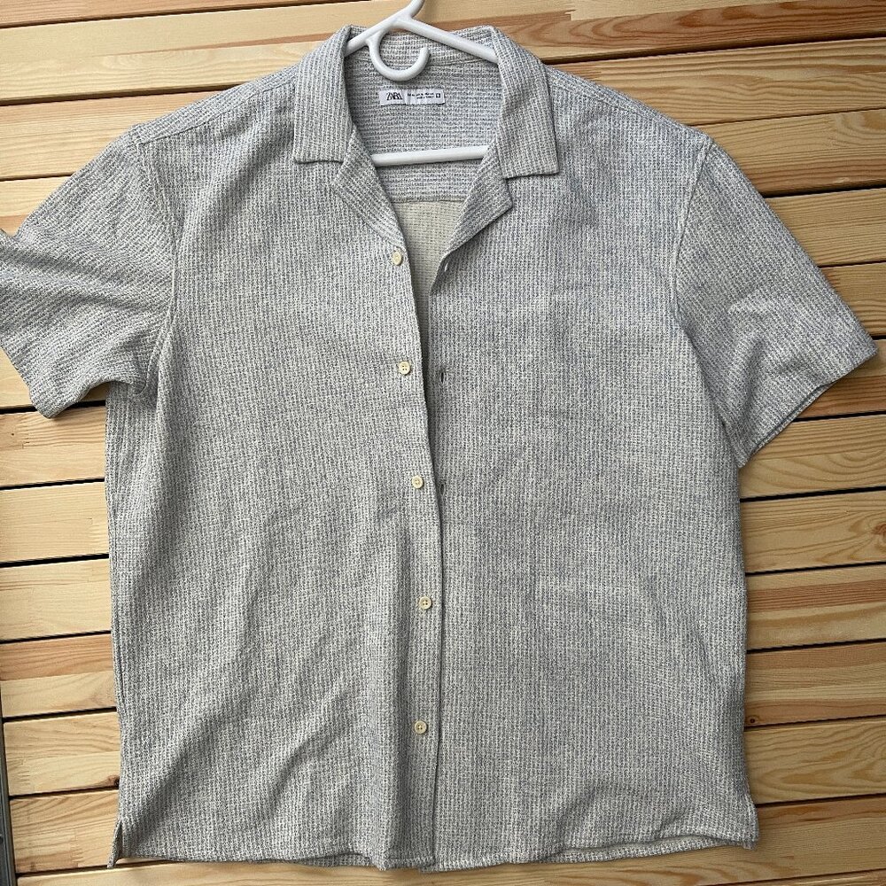 Zara Short Sleeve Shirt XL Gray / Blue
